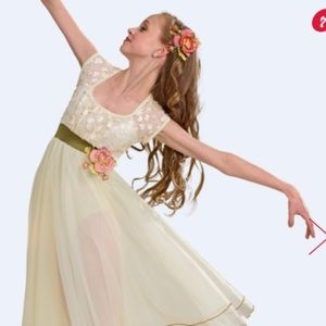 Curtain Call Costume Style C492 Yellow Flower Lace Dress